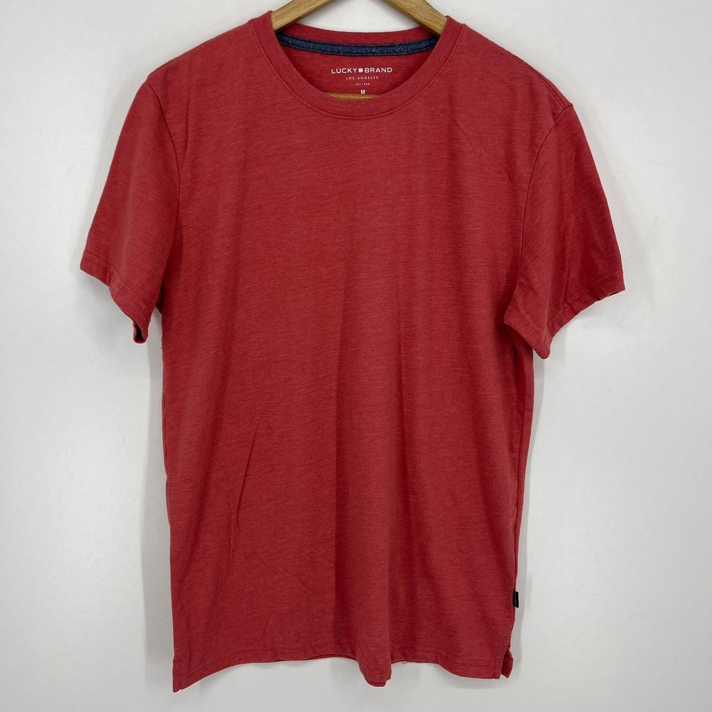 Lucky Brand Mens Short Sleeve Crew Neck T-Shirt Red Heathered Size M